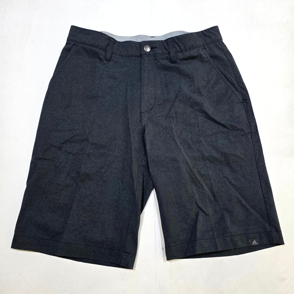 adidas Golf Shorts Mens 30 Dark Grey Herringbone Performance Flat Front Athletic